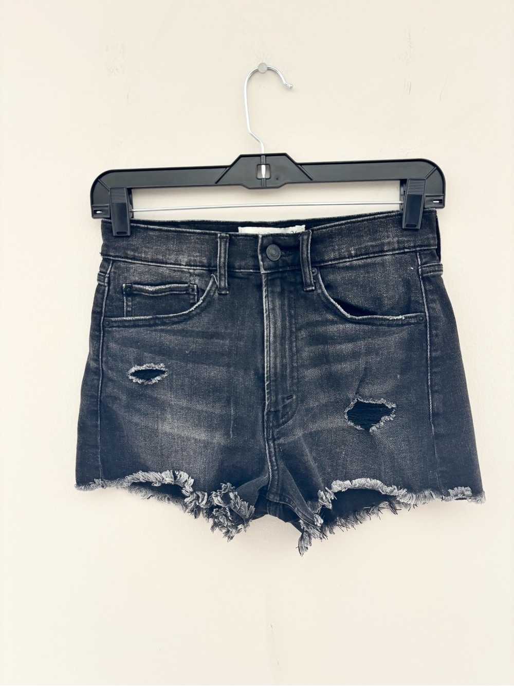 Abercrombie & Fitch High Rise Distressed Denim Shorts Black Size 25 - Picture 1 of 8